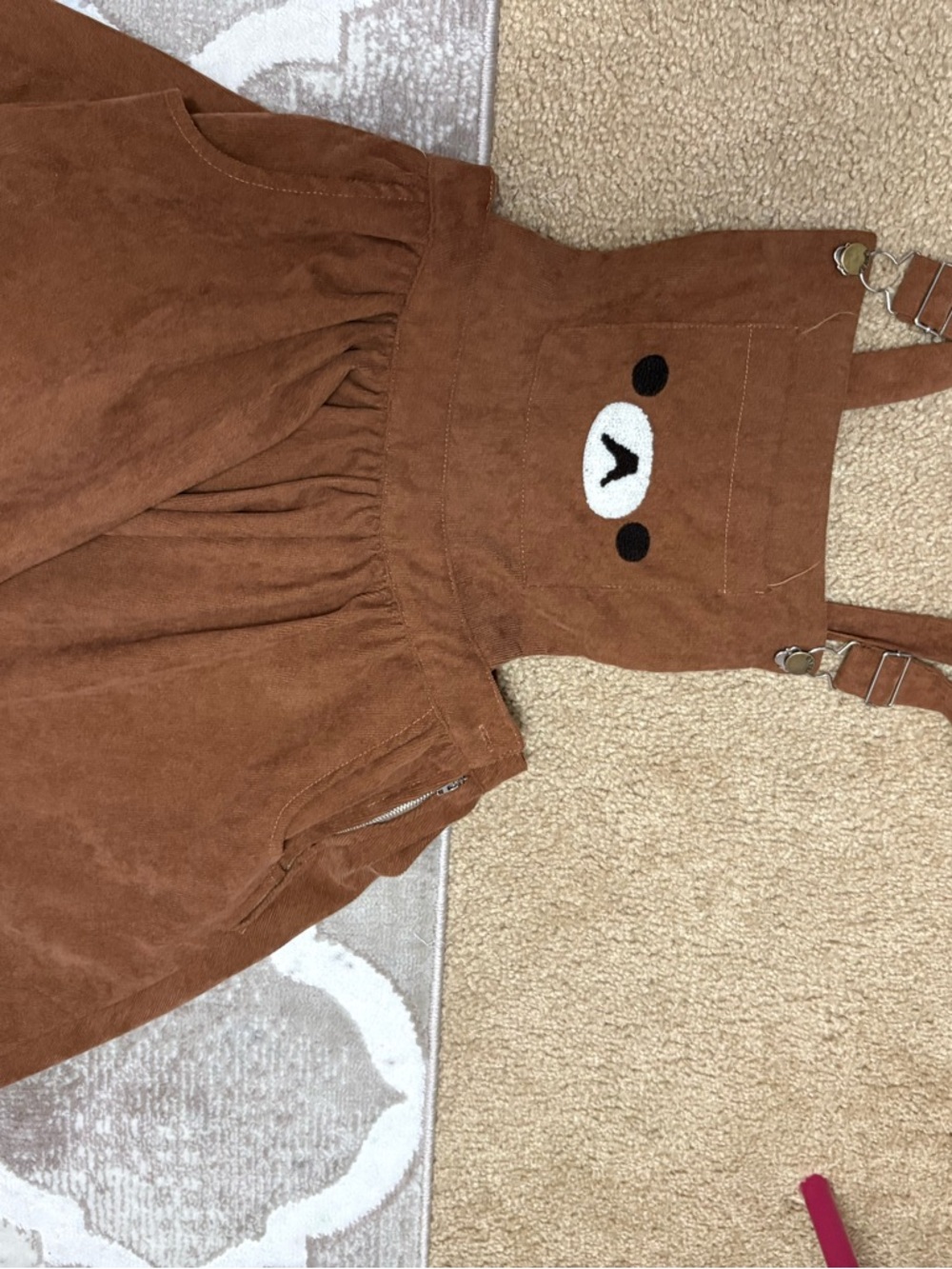 Rilakkuma Brown Corduroy Bear Pinafore Dress Overalls
